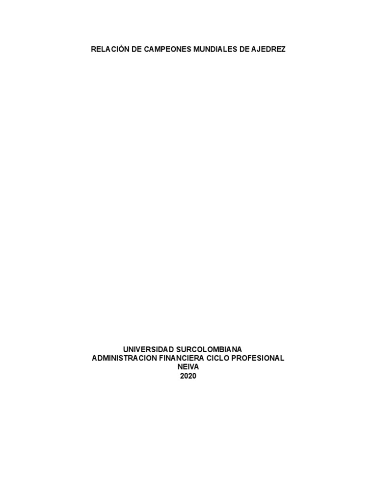 Campeones Mundiales de Ajedrez | PDF | Deportes y actividades al aire ...