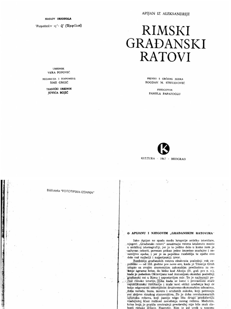 Apijan - Rimski Gradjanski Ratovi PDF | PDF