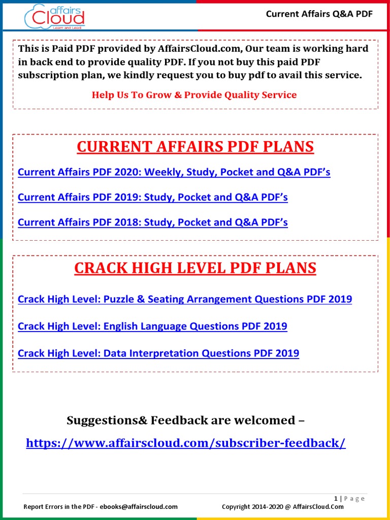 Current Affairs Q A Pdf January 2020 By Affairscloud