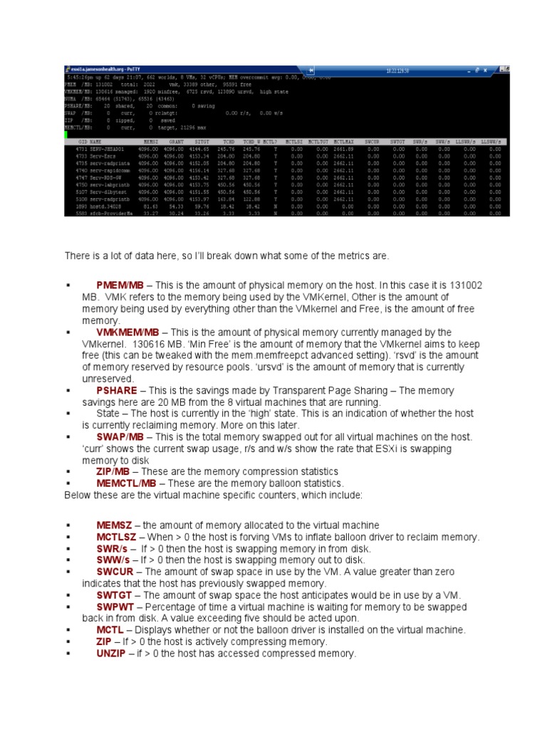 ESXi Memory Performance Metrics Guide | PDF | Science & Mathematics ...