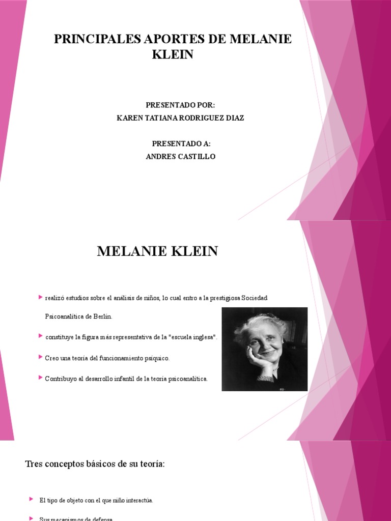 Principales Aportes de Melanie Klein PDF Psicoanálisis Metafísica de la mente