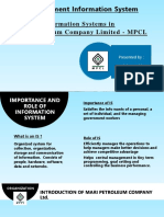 Management Information System: Information Systems in Mari Petroleum Company Limited - MPCL