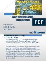 Input Output Process : Procurement