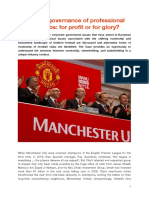 Corporate Governance of Professional Football Clubs - For Profit or For Glory?