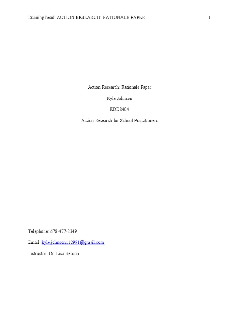 Kjohnsonaction Research - Rationale Paper 2 | PDF | Action Research ...