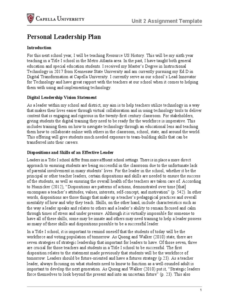 Personal Leadership Plan for Educators | PDF | Teachers | Literacy