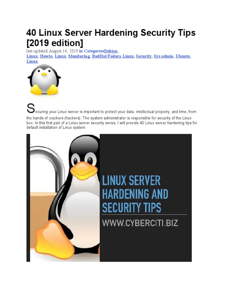 40 Essential Linux Server Security Tips | PDF | Superuser | Password