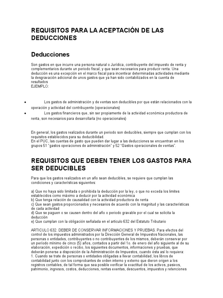 Requisitos para Deducciones de Renta 2024 | PDF | Impuestos | Inflación