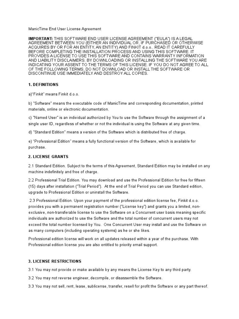 Important: This Software End User License Agreement (