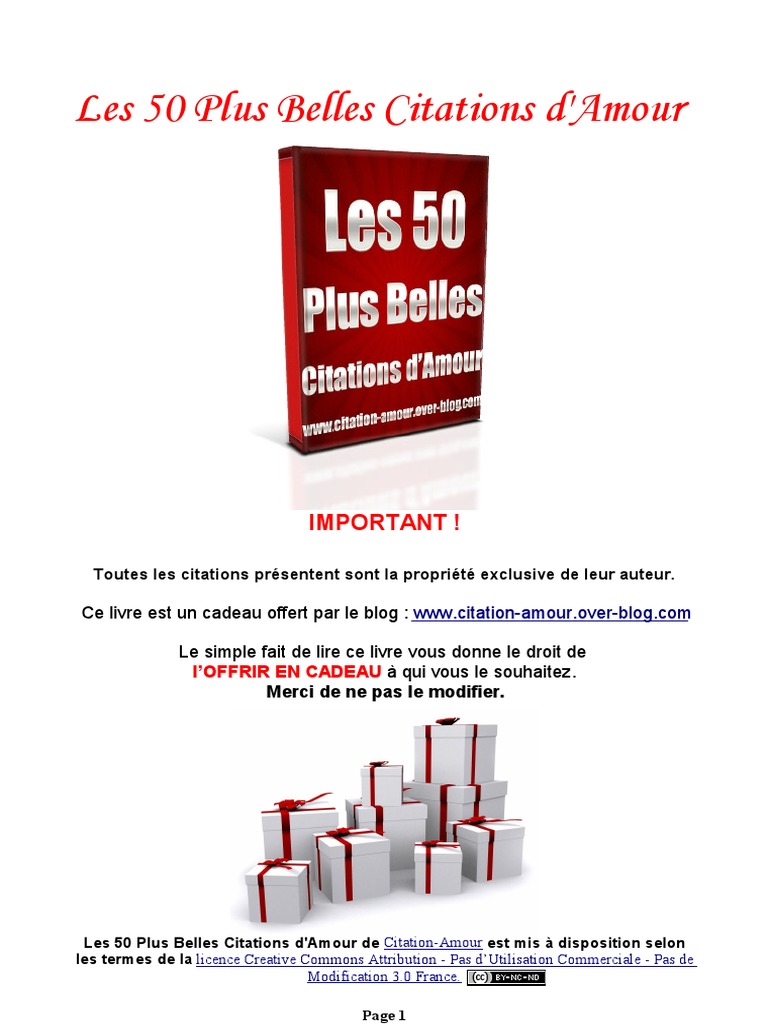 Les 50 Plus Belles Citations Damour Pdf Amour