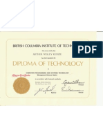 BCIT Diploma 1978 For Wesley Kenzie