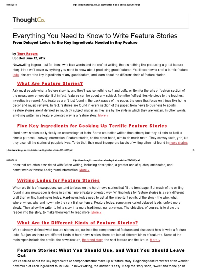 Mastering Feature Story Writing Guide | PDF | News | Newspapers