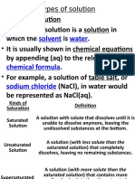 Types of Solution: - Aqueous Solution - An Aqueous Solution Is A Solution in - It Is Usually Shown in Chemical Equations