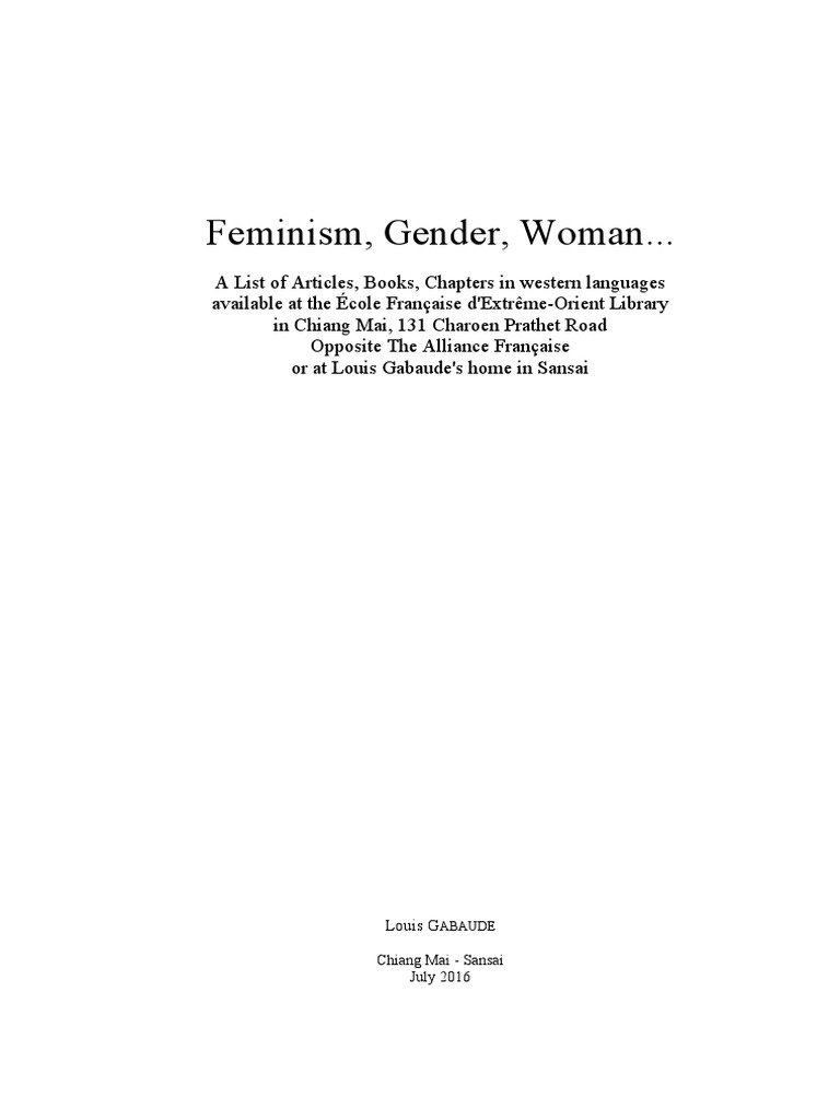 362 Barazer Xxx - Feminism, Gender, Woman | PDF | Thailand