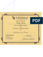 SoftSolutions Training Certificate 1993 for Wesley Kenzie
