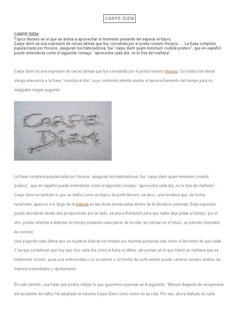 Carpe Diem: Aprovecha el Presente | PDF | Horacio | Poesía
