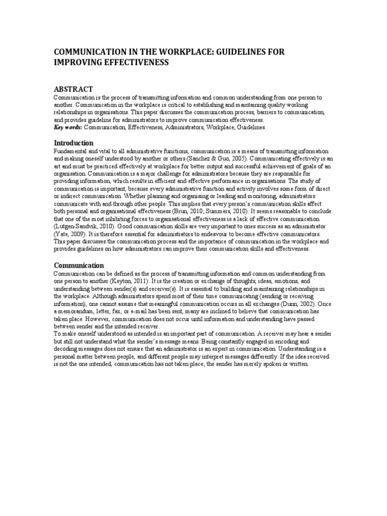 Workplace Communication Improvement Guide | PDF | Nonverbal ...