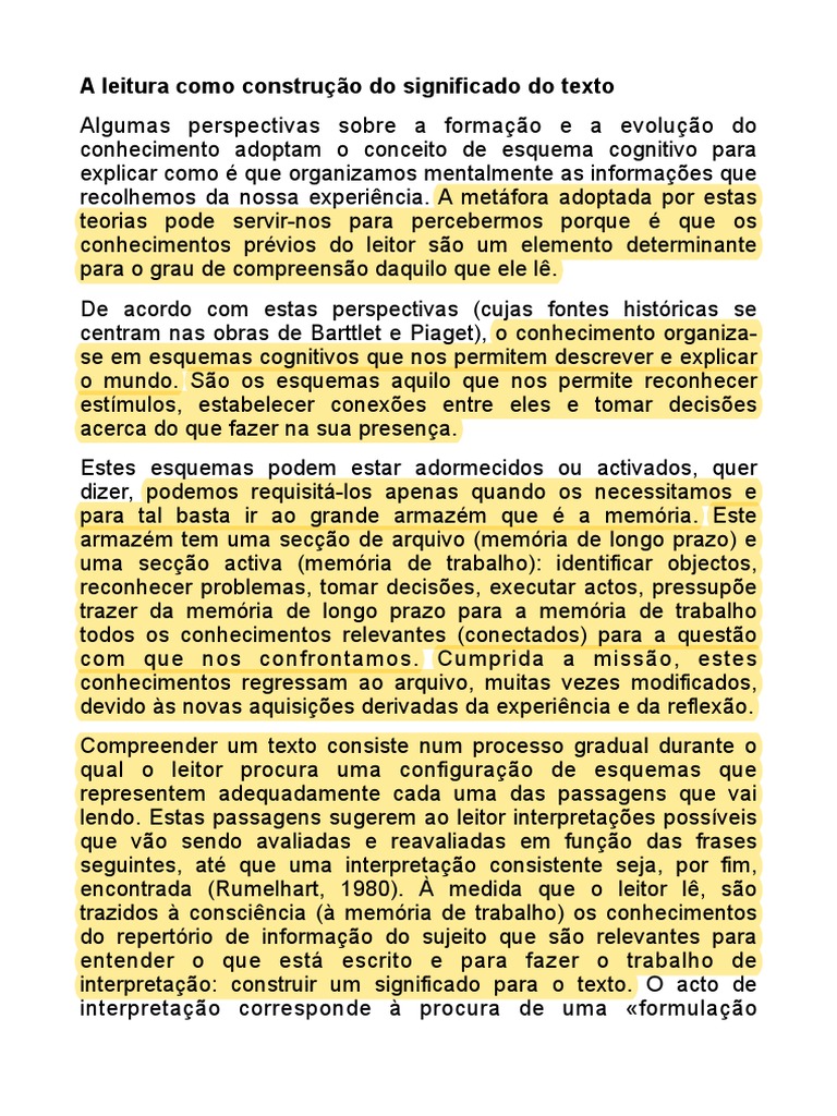 Compreensão da Leitura e Significado | PDF | Conhecimento | Informação
