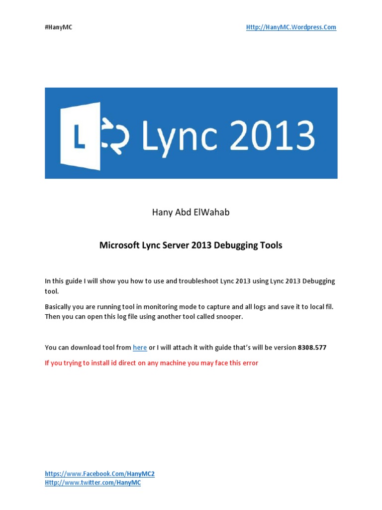 Lync 2013 Debugging Guide | PDF | Word Press | Hypertext Transfer Protocol