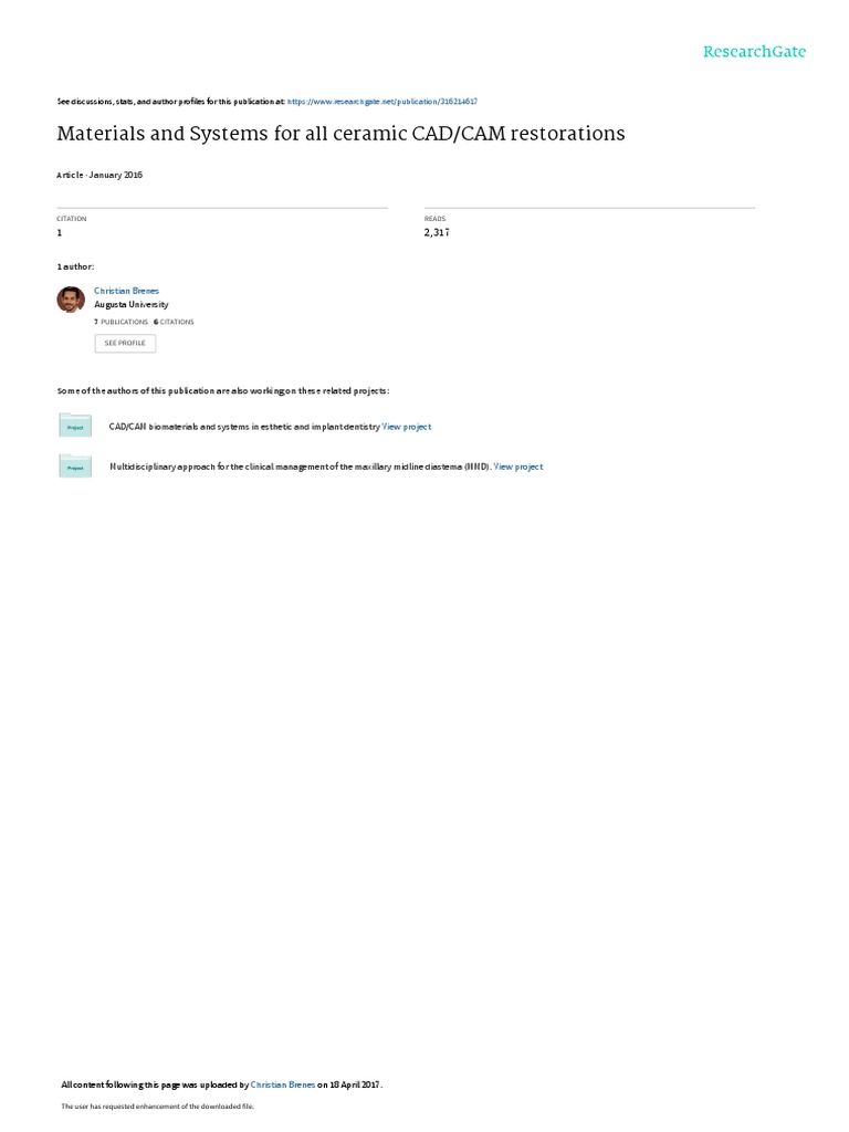 CAD/CAM Glass-Ceramic Restorations Review | PDF | Dentistry | Materials