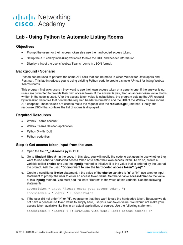 Python Webex Rooms API Automation | PDF | Application Programming ...