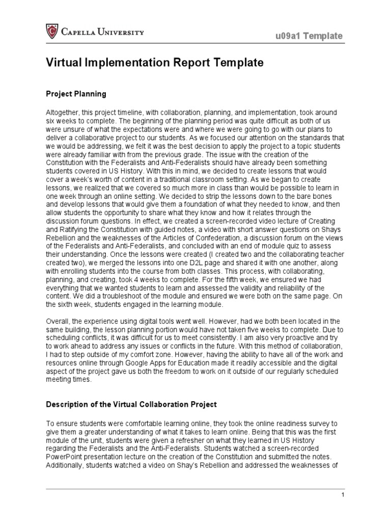 Virtual Project Implementation Report | PDF | Educational Technology ...