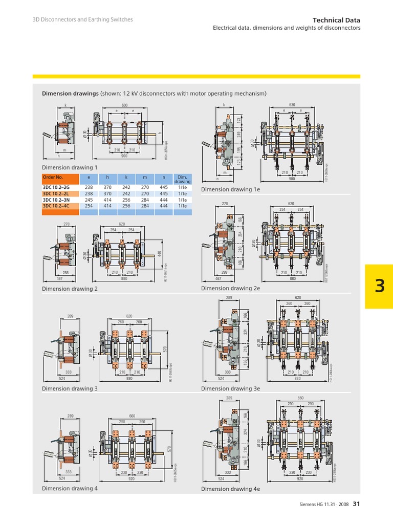 Dimension Drawings (Shown: 12 KV Disconnectors With Motor Operating ...