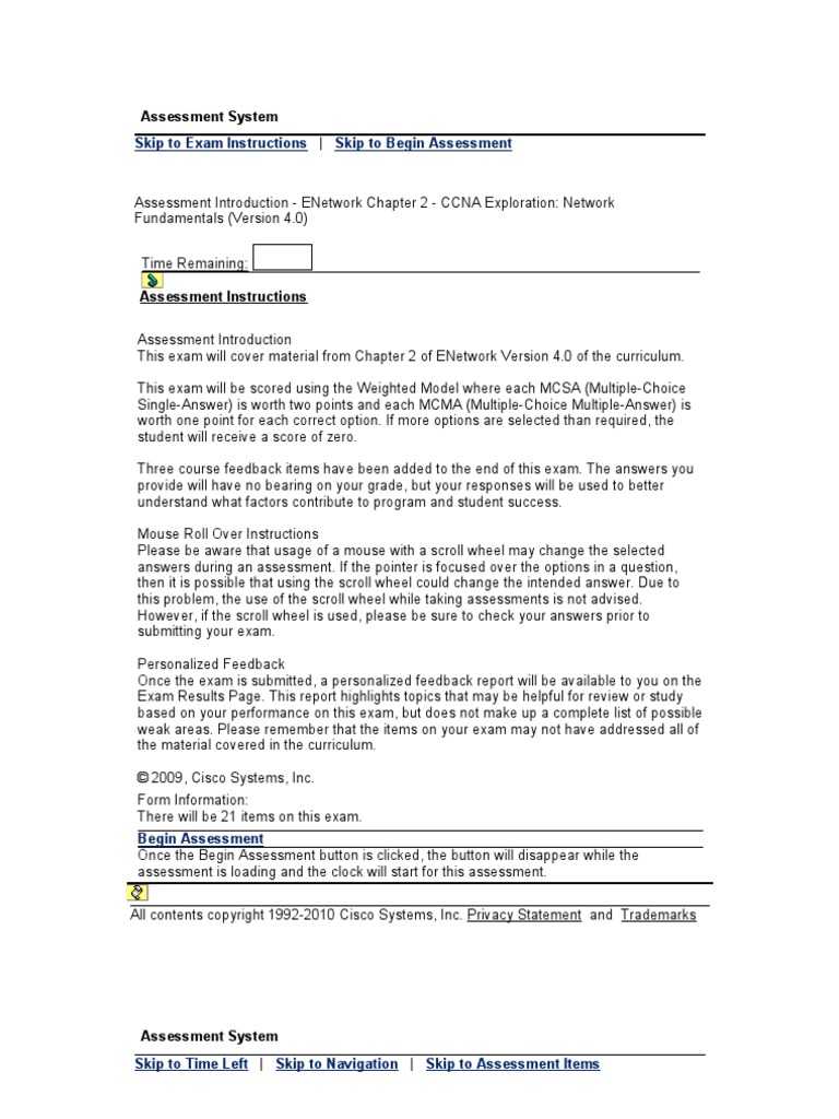 Cisco Ccna Chapter 2 Exam Answers