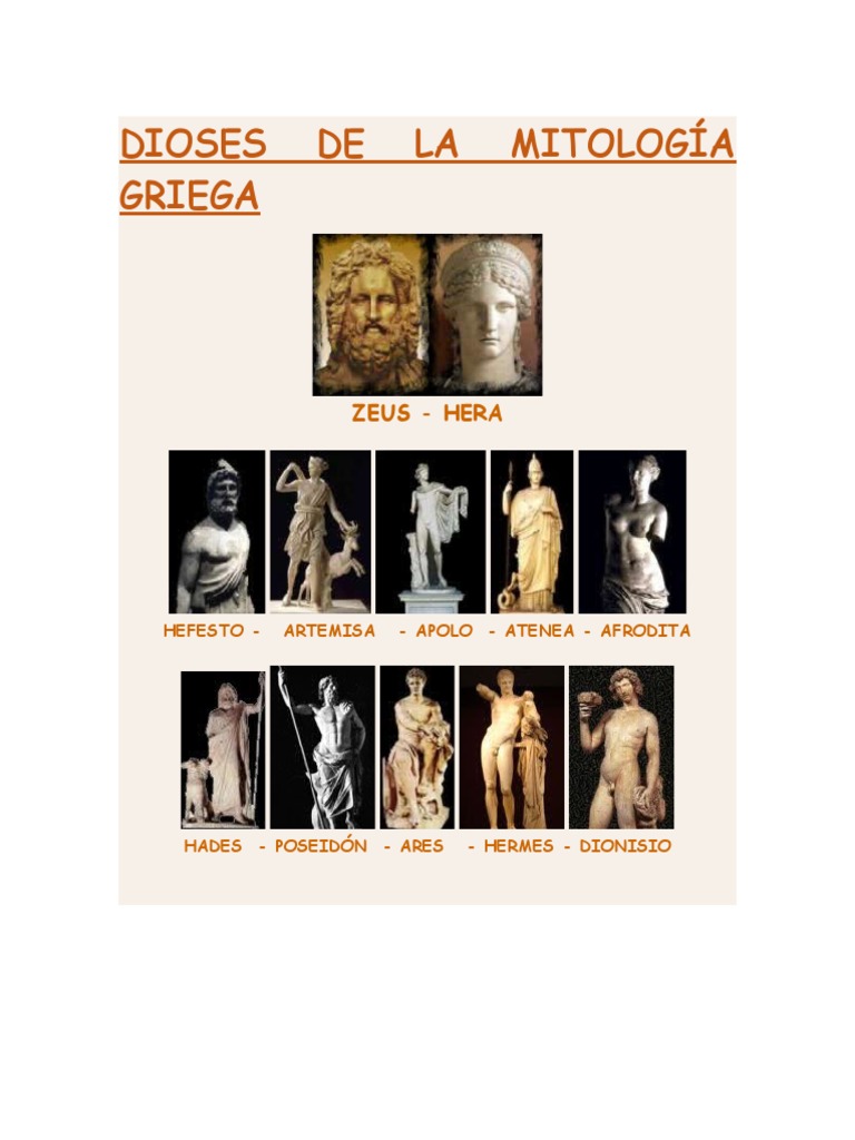 Dioses de la Mitología Griega | PDF | Zeus | Mitologia Europea