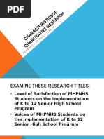 CHARACTERISTICSOF QUANTITATIVE RESEARCH