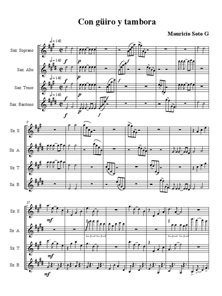 Guiro y Tambora Quartet Download Free PDF Saxophone Caribbean Music