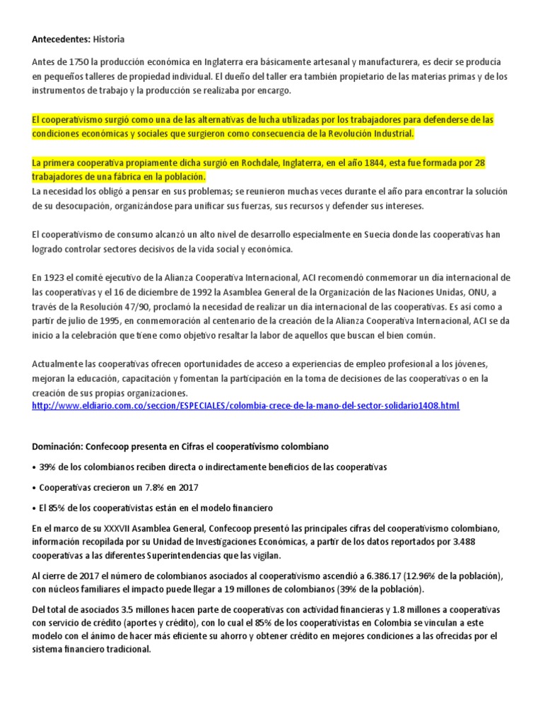 Cooperativismo: Motor de Crecimiento en Colombia | PDF | Cooperativa ...