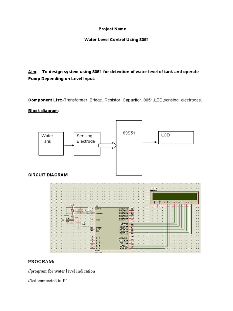 Water Level Control System with 8051 | PDF | Electrical Engineering ...