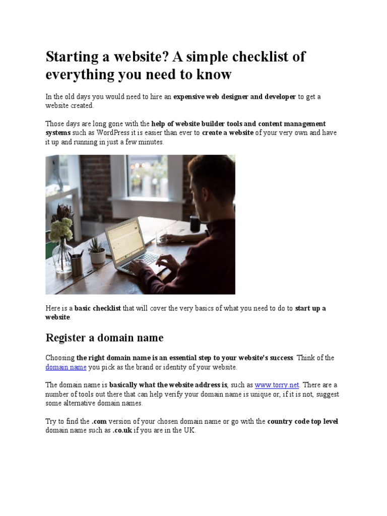 Starting A Website? A Simple Checklist of Everything You Need To Know