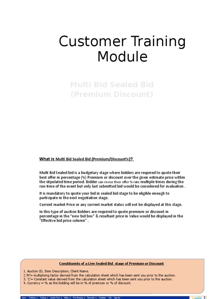 Sealed Bid (Premium Discount) Module PDF Auction Discounting