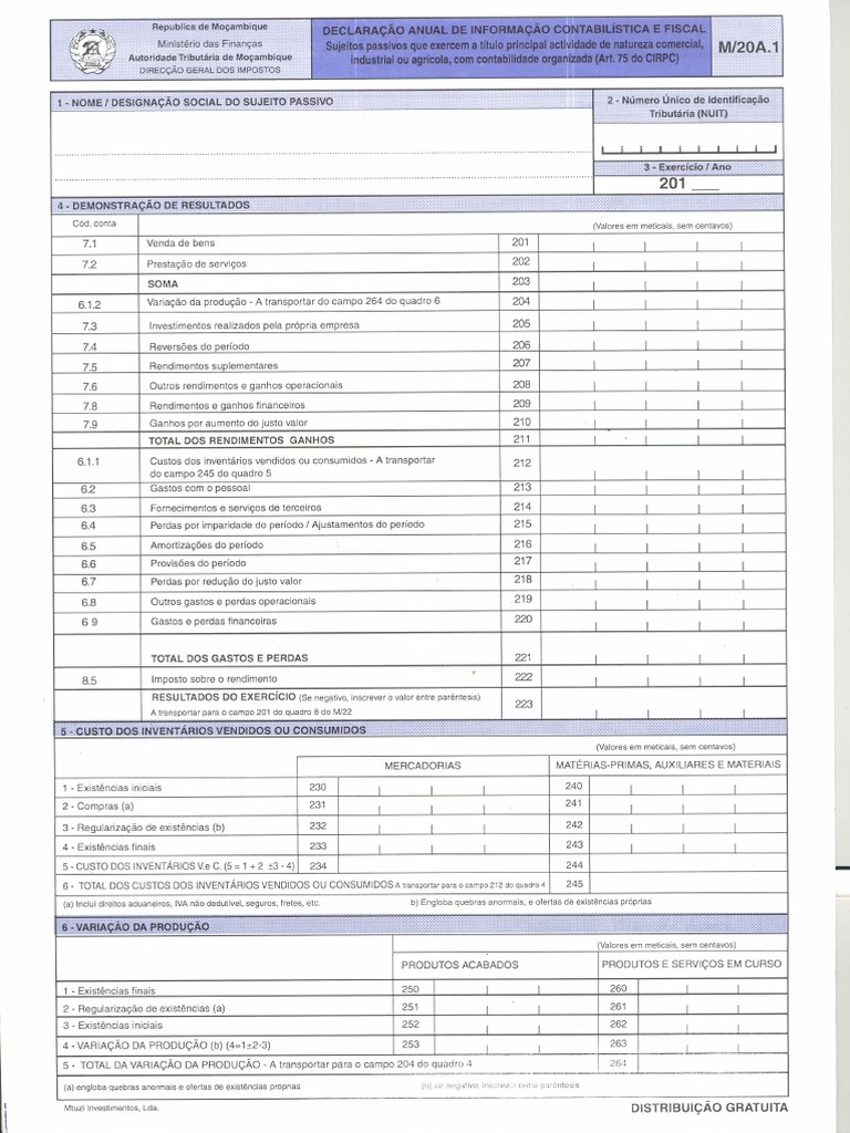 Modelo 20a 1 declara o anual de informa o contabil stica e fiscal pdf