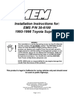 Installation Instructions For: EMS P/N 30-6100 1993-1998 Toyota Supra TT