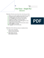 Simple Past Tense - Answers PDF