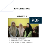 English Task: 1. Husnul Khatimah 2. Amelia Nadiya Safitri 3. Nur Afifa Azisah Rahman