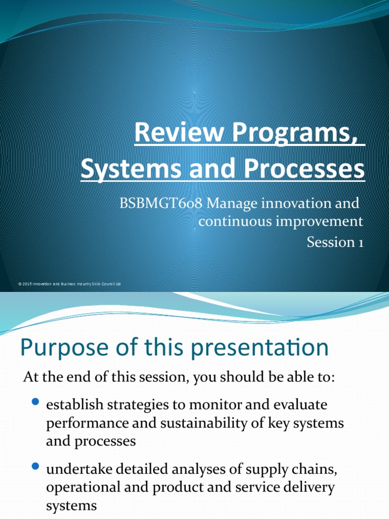 Review Programs Systems and Processes | PDF | Innovation | Supply Chain