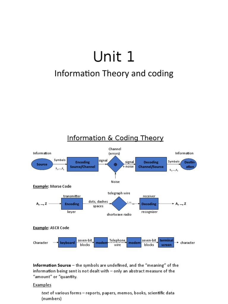 Unit 1: Information Theory and Coding | PDF | Code | Markov Chain