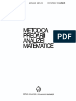 Metodica predarii analizei matematice - A. Catana & M. Sacuiu & O. Stanasila (1982)