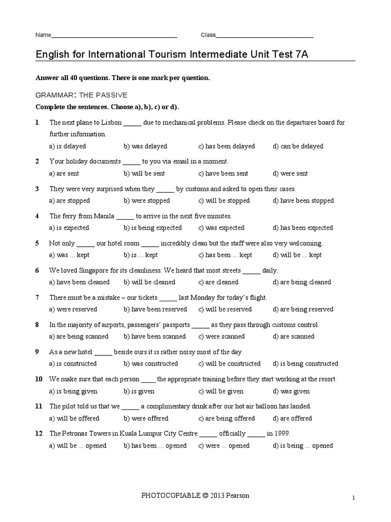 Language Test 7a Unit 7 Odpowiedzi