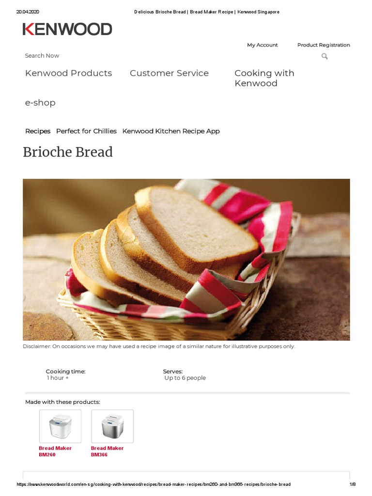 Delicious Brioche Bread Bread Maker Recipe Kenwood Singapore PDF