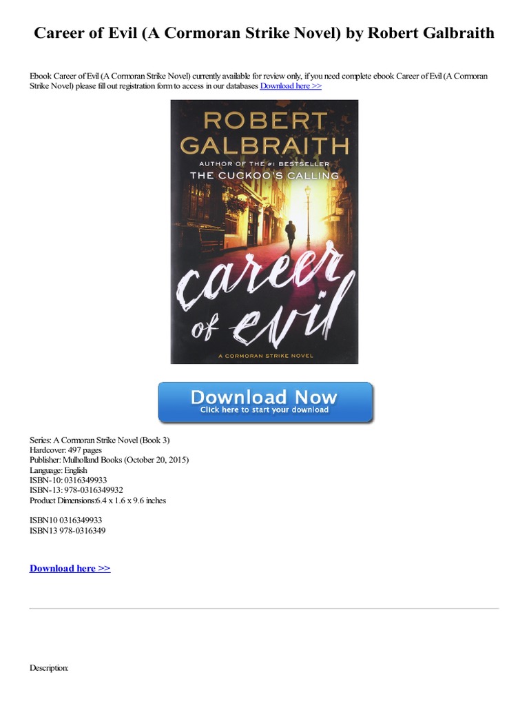 Career of Evil A Cormoran Strike Novel PDF Books