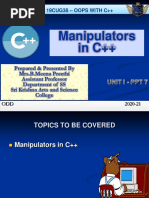 LECTURE 7 - MANIPULATORS in C++