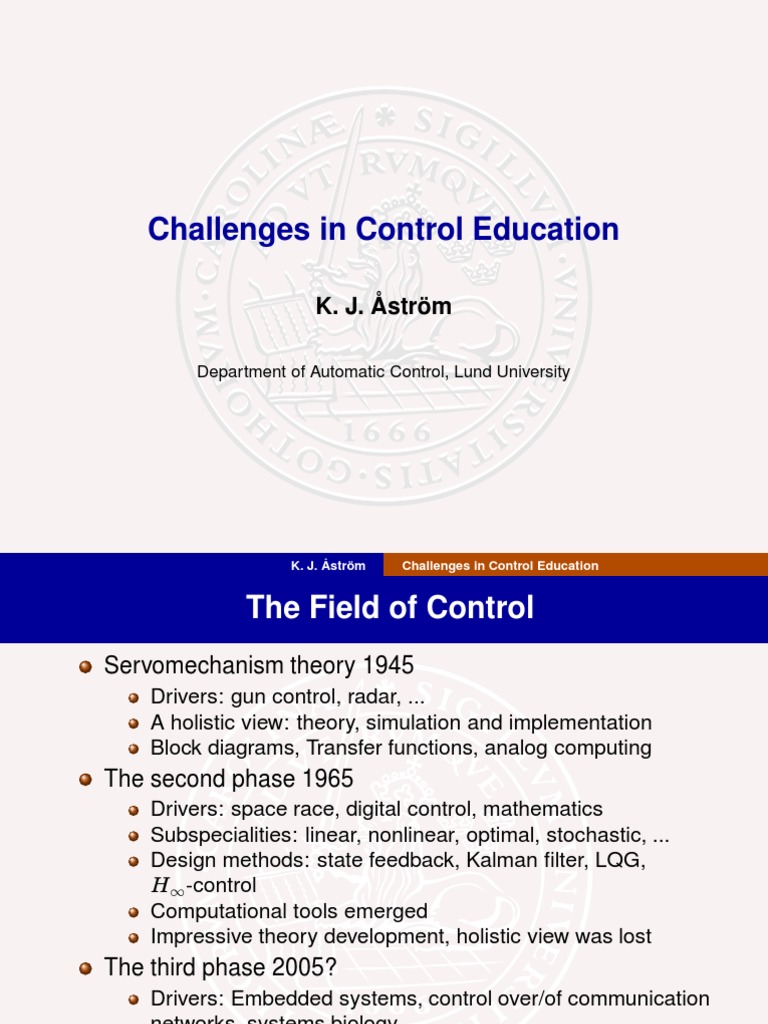 Challenges in Control Education: K. J. Åström | PDF | Control Theory ...
