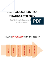 Introduction To Pharmacology: Prof. Johnny S. Bacud JR., RPH, Mspharm Cand