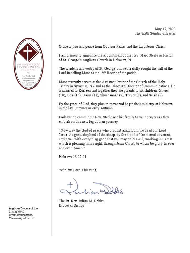 New Rector Appointed For St. Anglican Church in Helmetta, NJ