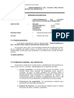 Memoria Descriptiva "Mantenimiento Del Coliseo Multiusos Deportivo Municipal"